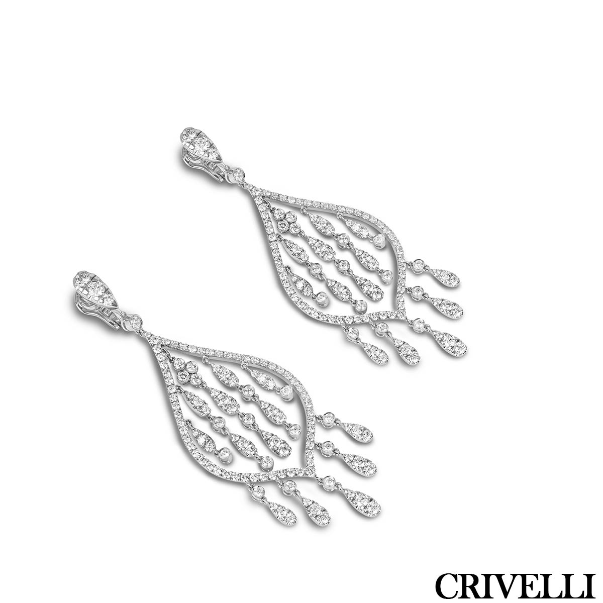 Crivelli White Gold Diamond Chandelier Earrings 7.30ct